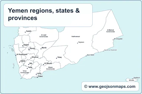 Preview of Yemen regions, states & provinces map