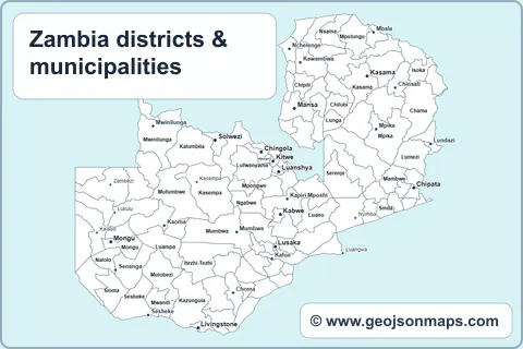 Preview of Zambia districts & municipalities map