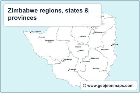 Preview of Zimbabwe regions, states & provinces map